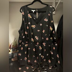 sold | floral chiffon lined drawstring dress | 3x plus size